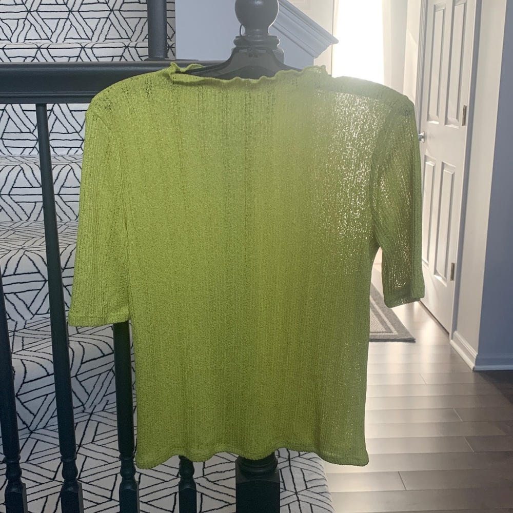 NWOT Mango Bright Green Knit Top